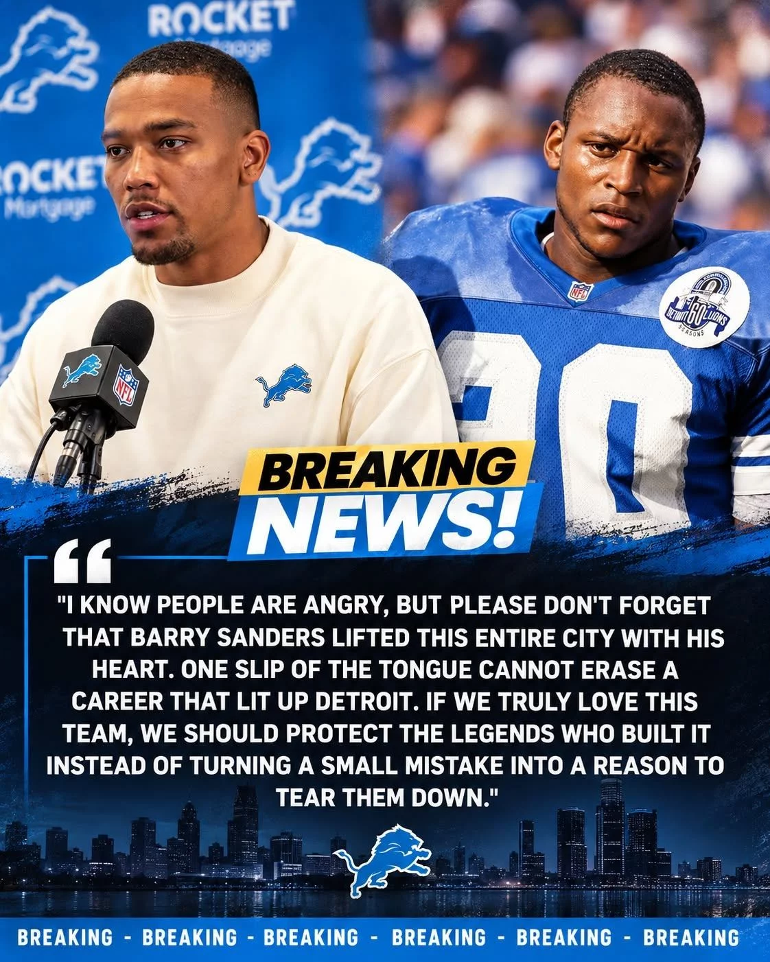 Cover Image for BREAKING: Lions Leader Amon-Ra St. Brown Speaks Out to Defend Hall of Famer Barry Sanders Amid Fierce Backlash from the NFL Community!