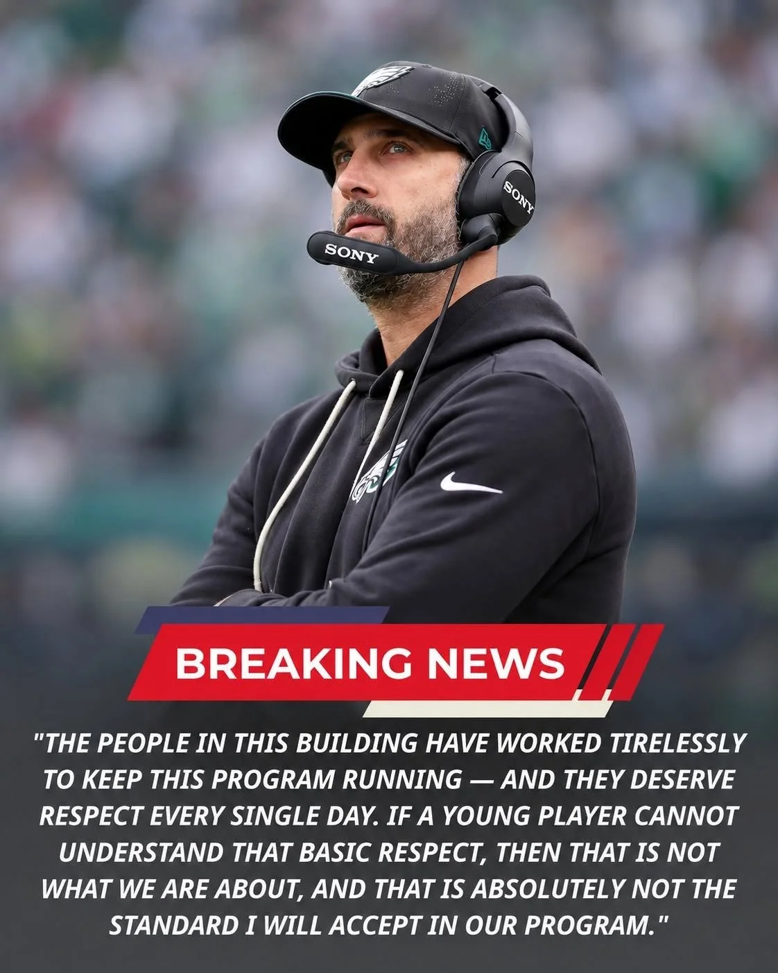 Cover Image for 🚨 🏈 DISCIPLINARY EARTHQUAKE IN SOUTH PHILLY: Philadelphia Eagles Rookie Abruptly Benched and Banished From Game-Day Lineup Following Disrespectful Confrontation with Female Staff Member — Nick Sirianni Slams Down Ruthless Zero-Tolerance Hammer! 🦅⚡💚🖤⚖️🚪🔥💥