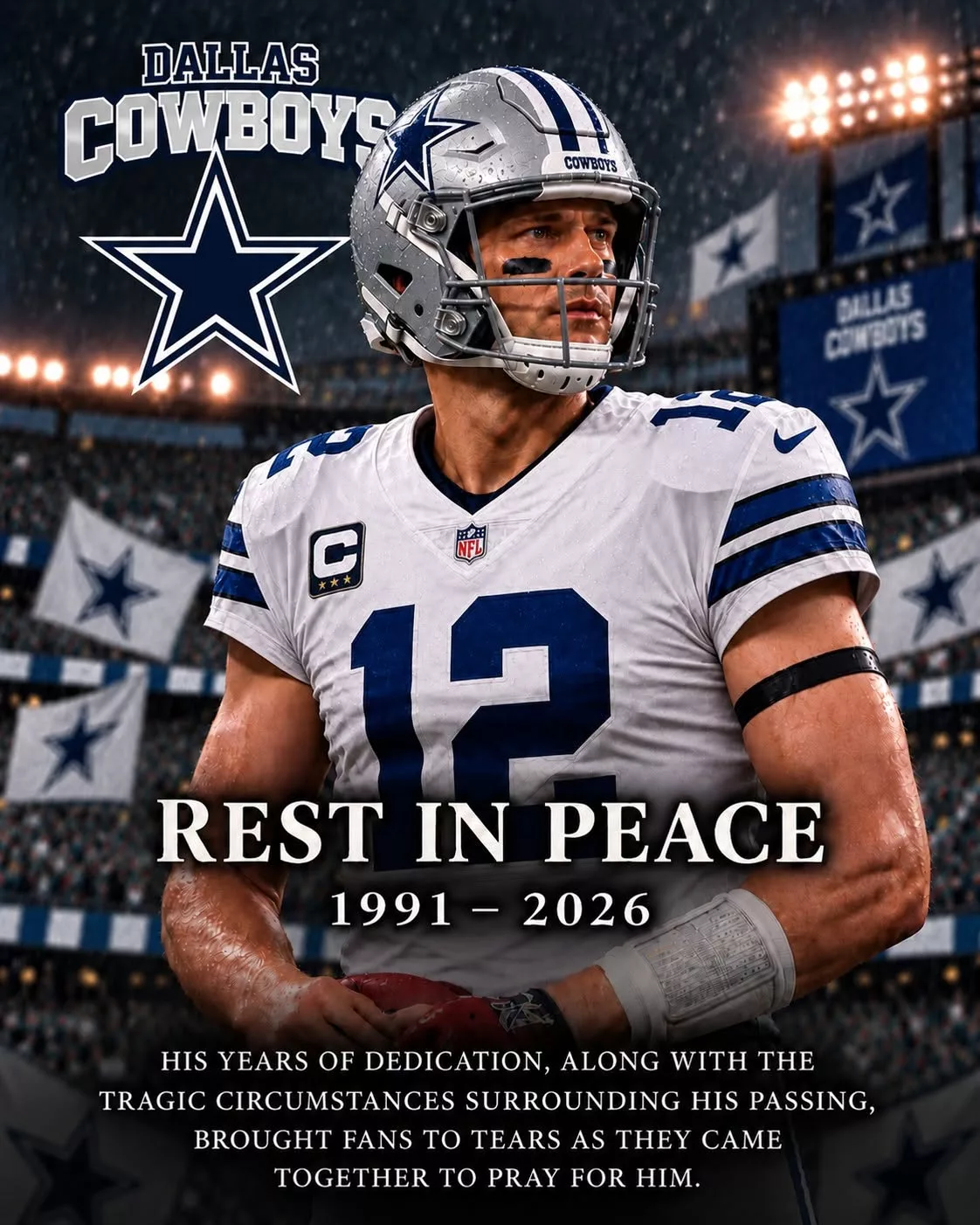 Cover Image for π SAD NEWS: Former Dallas Cowboys Star Dies at 35 After Tragic Shooting While Breaking Up Bar Fight