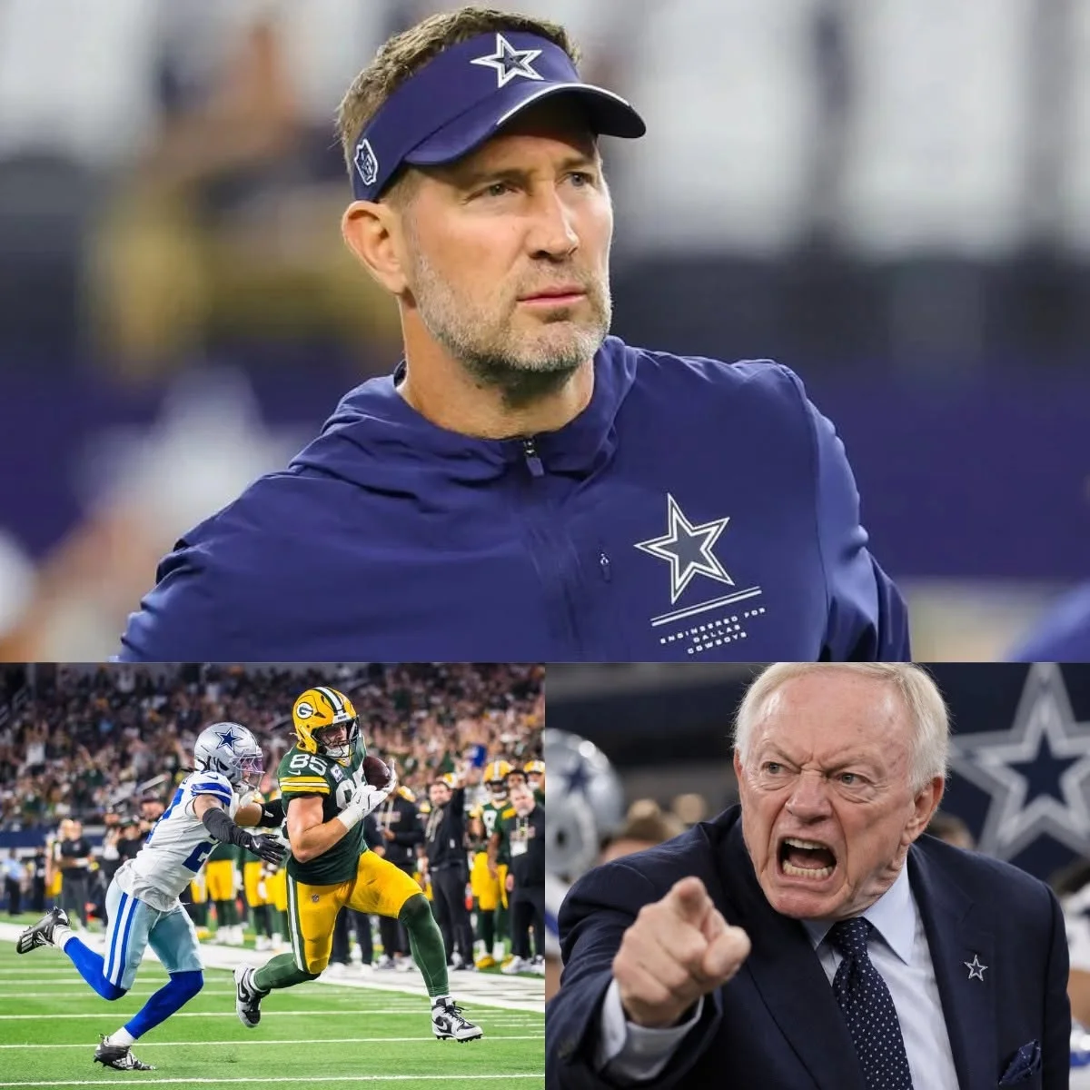 Cover Image for EMERGENCY CALL FROM JERRY JONES! With the Dallas Cowboys trailing the Green Bay Packers 7–23 in the fourth quarter, a furious Jerry Jones reportedly called head coach Brian Schottenheimer and demanded answers