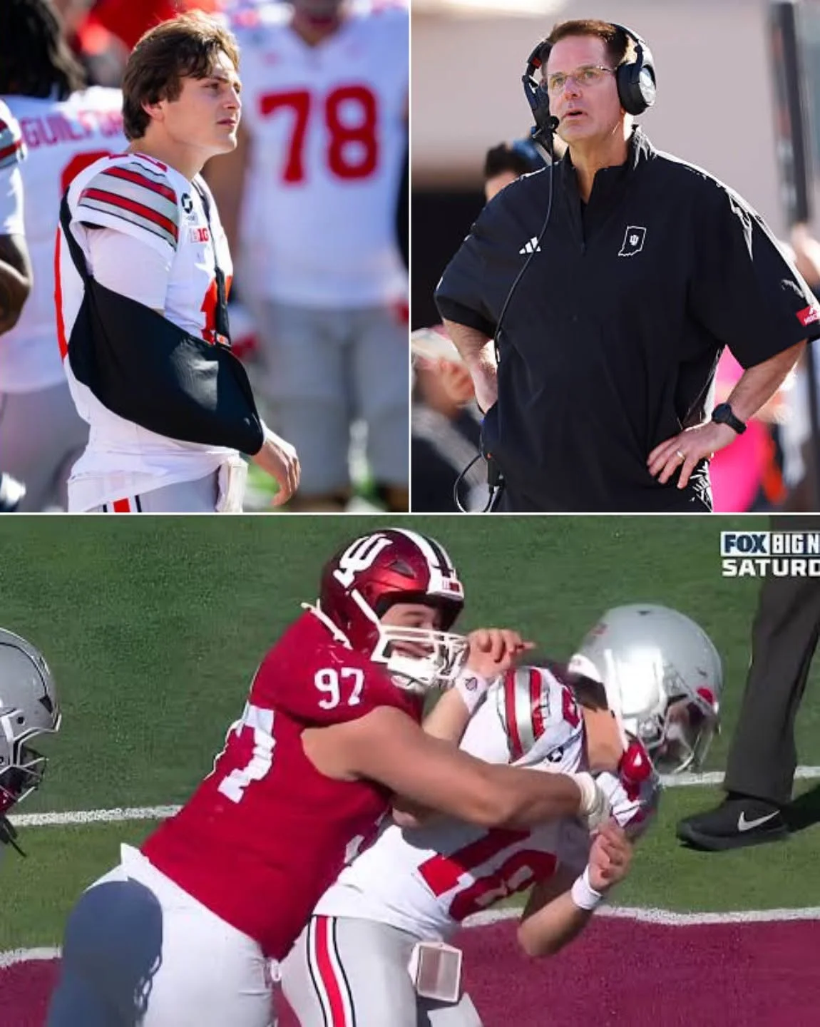 Cover Image for Indiana Hoosiers head coach Curt Cignetti has broken his silence four days after the teamâs narrow 19â15 loss to Ohio State, defending the player involved in the hit that injured Julian Sayin-zombie