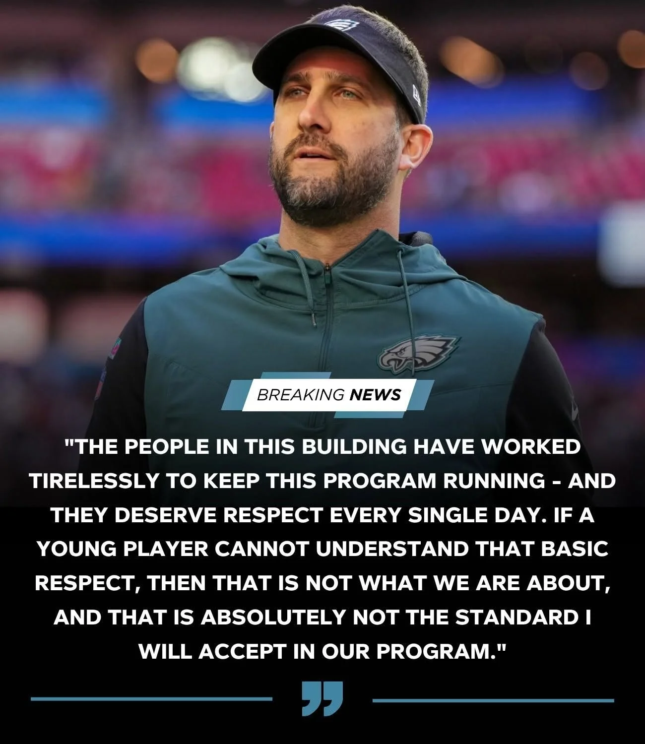 Cover Image for 🚨 MIDNIGHT GREEN MELTDOWN: Philadelphia Eagles Rookie Sidelined Following Disrespectful Altercation with Female Staff Member — Nick Sirianni Drops Disciplinary Hammer Ahead of Crucial Matchup