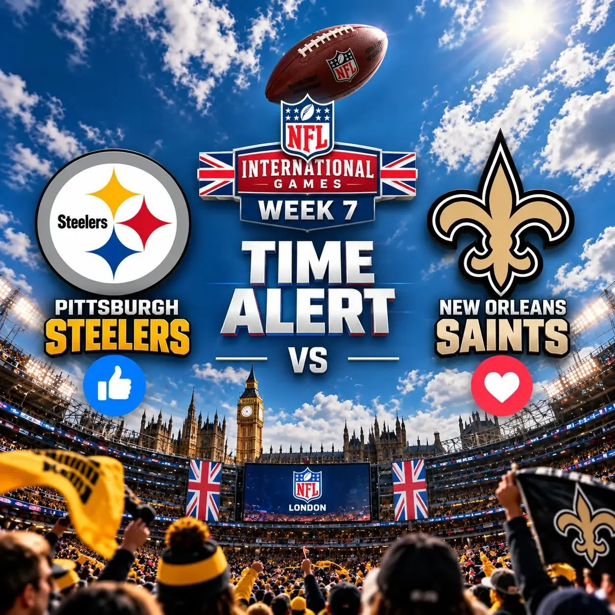 Cover Image for 🚨🏈 HOW TO WATCH: PITTSBURGH STEELERS VS. NEW ORLEANS SAINTS — NFL WEEK 7 INTERNATIONAL GAMES SHOWDOWN CONFIRMED AT STADE DE FRANCE, PARIS! KICKOFF TIME, TV CHANNELS, LIVE STREAMING & FULL GAME DETAILS! 🔥