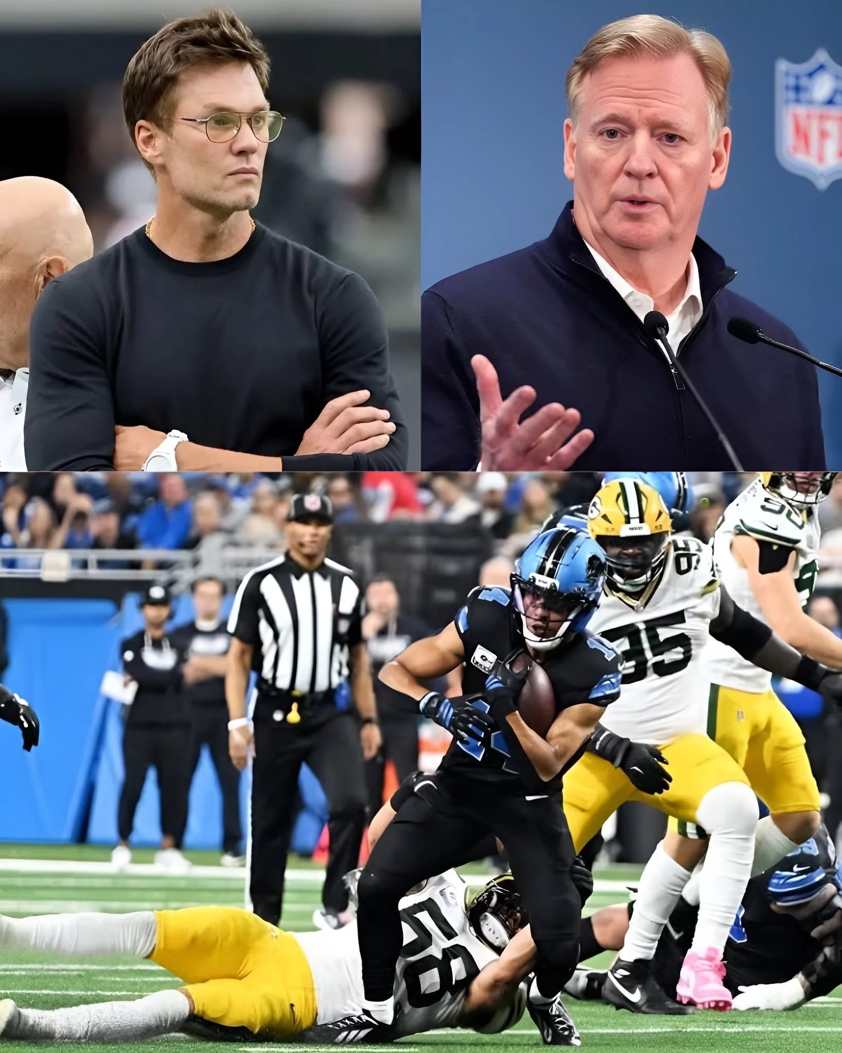 Cover Image for 🚨 BREAKING NEWS: NFL legend Tom Brady reportedly delivered a furious statement directly aimed at NFL Commissioner Roger Goodell following the Green Bay Packers’ controversial 17–20 loss to the Detroit Lions