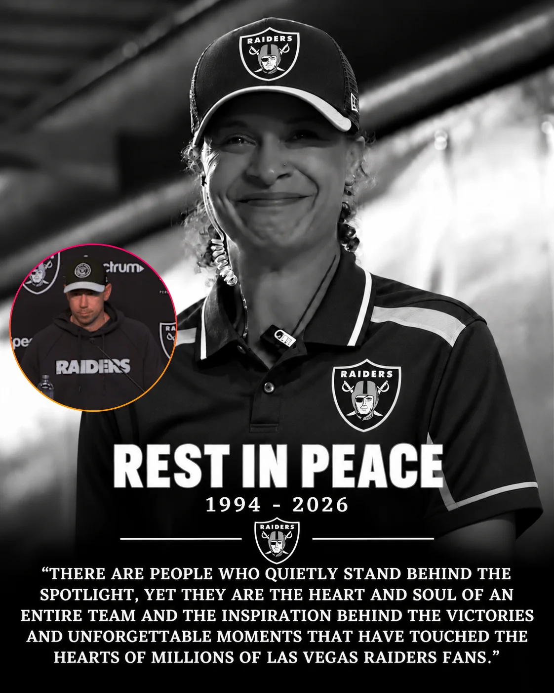 Cover Image for 💔🏈 HEARTBREAKING REPORT: Las Vegas Raiders Community Confronts Emotional Claims About a Female Assistant Connected to Klint Kubiak — A Powerful Reminder of Family, Loss, and the Unsung Heroes Behind Raider Nation! 🖤🤍😭