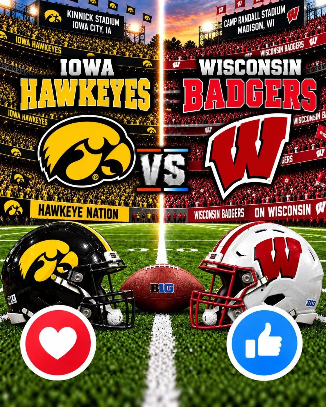 Cover Image for 🏈 Which channel will broadcast the Iowa Hawkeyes vs. Wisconsin Badgers game?