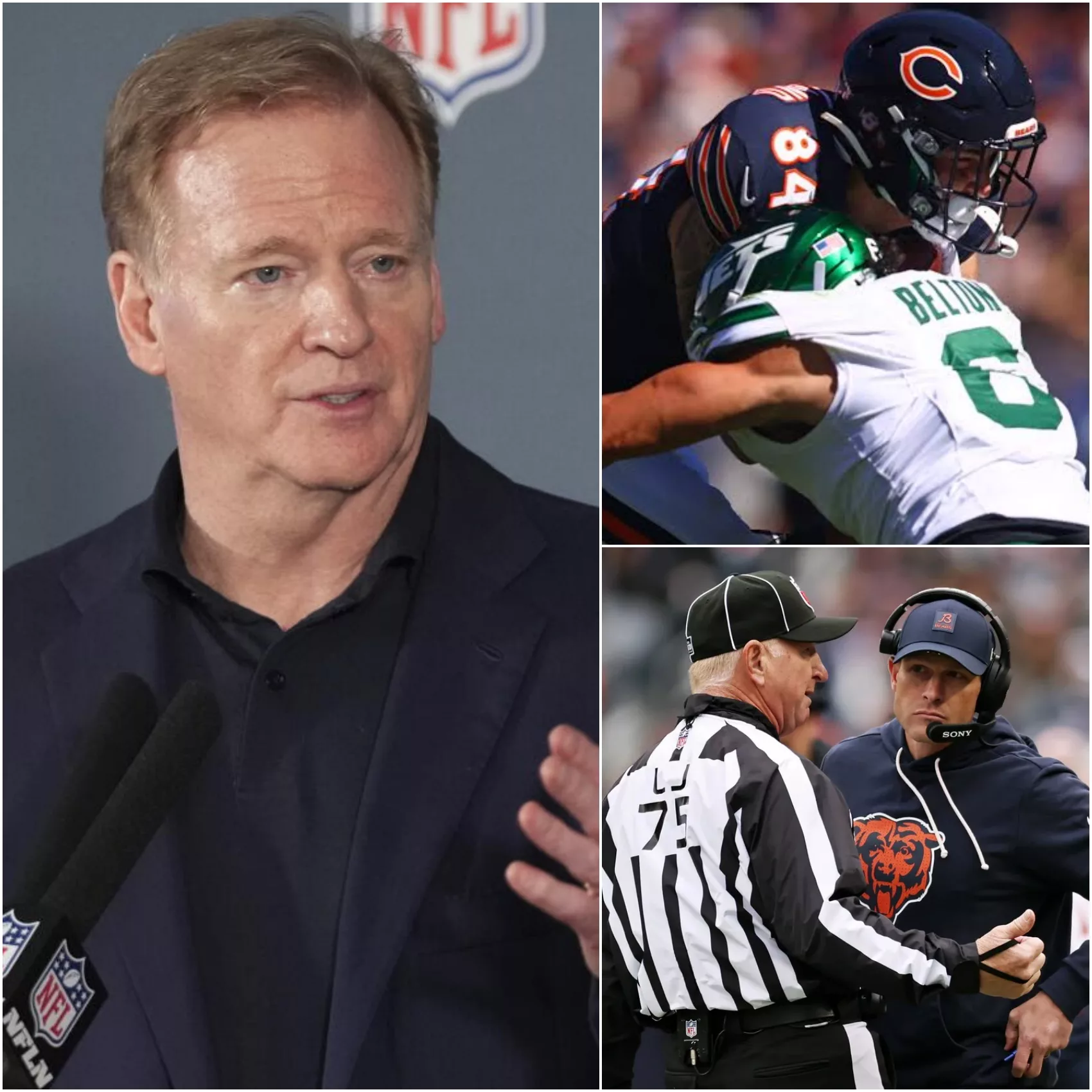 Cover Image for 🚨 UPDATE: ROGER GOODELL ANNOUNCES DISCIPLINARY ACTION AGAINST BEN JOHNSON AFTER HEATED BEARS–JETS CONTROVERSY