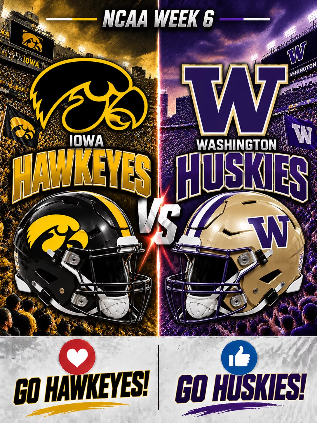 Cover Image for GAME TIME MOVED: Iowa Hawkeyes vs. Washington Huskies Rescheduled — Important Info Below
