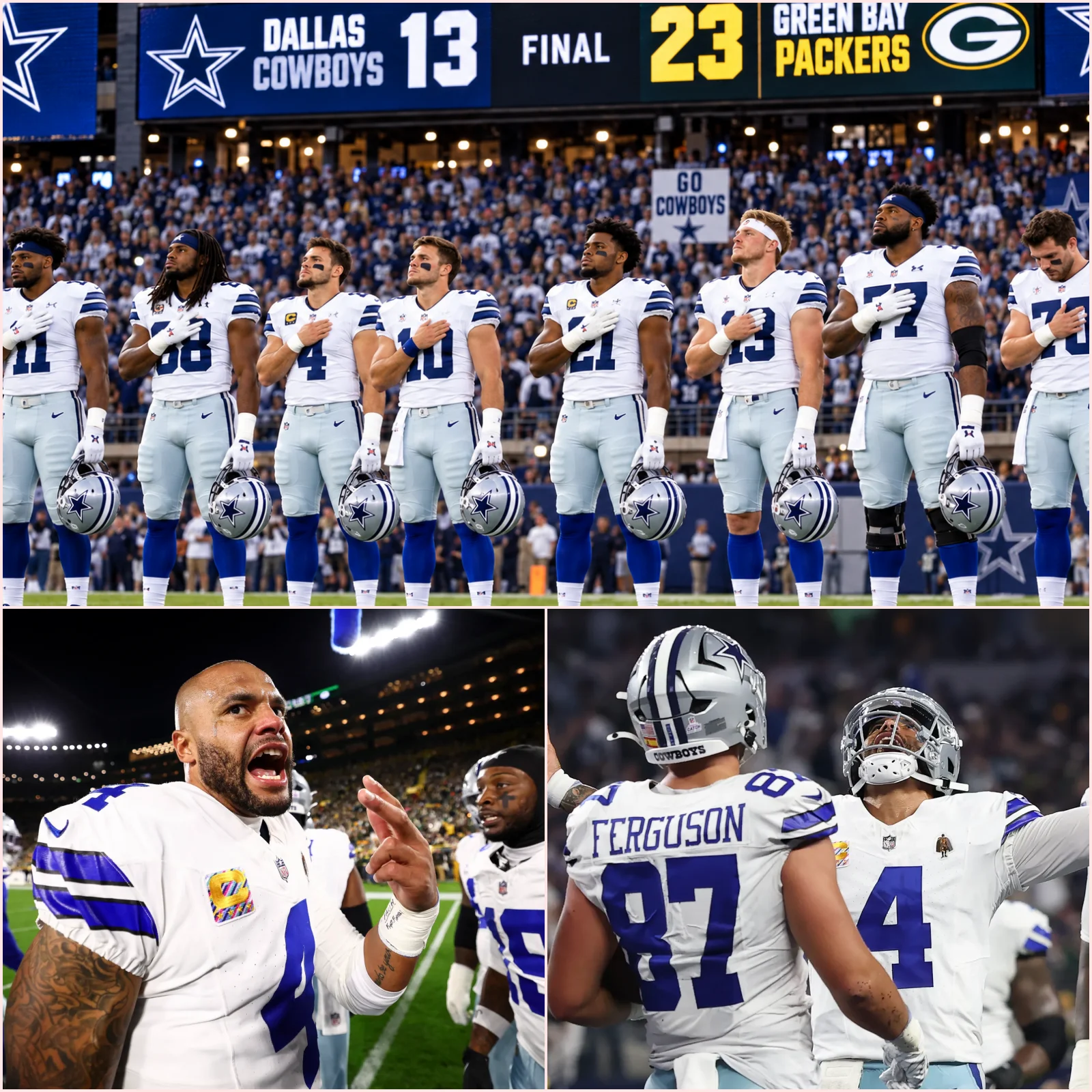 Cover Image for No one expected it — but the postgame National Anthem performed by the entire Dallas Cowboys team left the entire stadium deeply moved, despite their heartbreaking 13–23 loss to the Green Bay Packers.