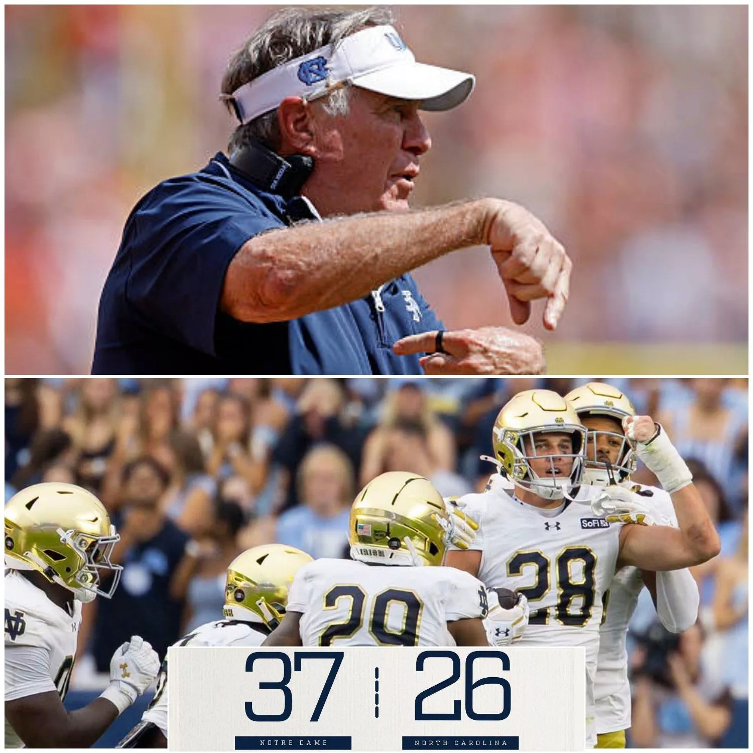 Cover Image for 🔥 BREAKING NEWS: BILL BELICHICK’S POSTGAME MOMENT WITH NOTRE DAME PLAYERS GOES VIRAL AFTER NORTH CAROLINA’S 37–26 LOSS