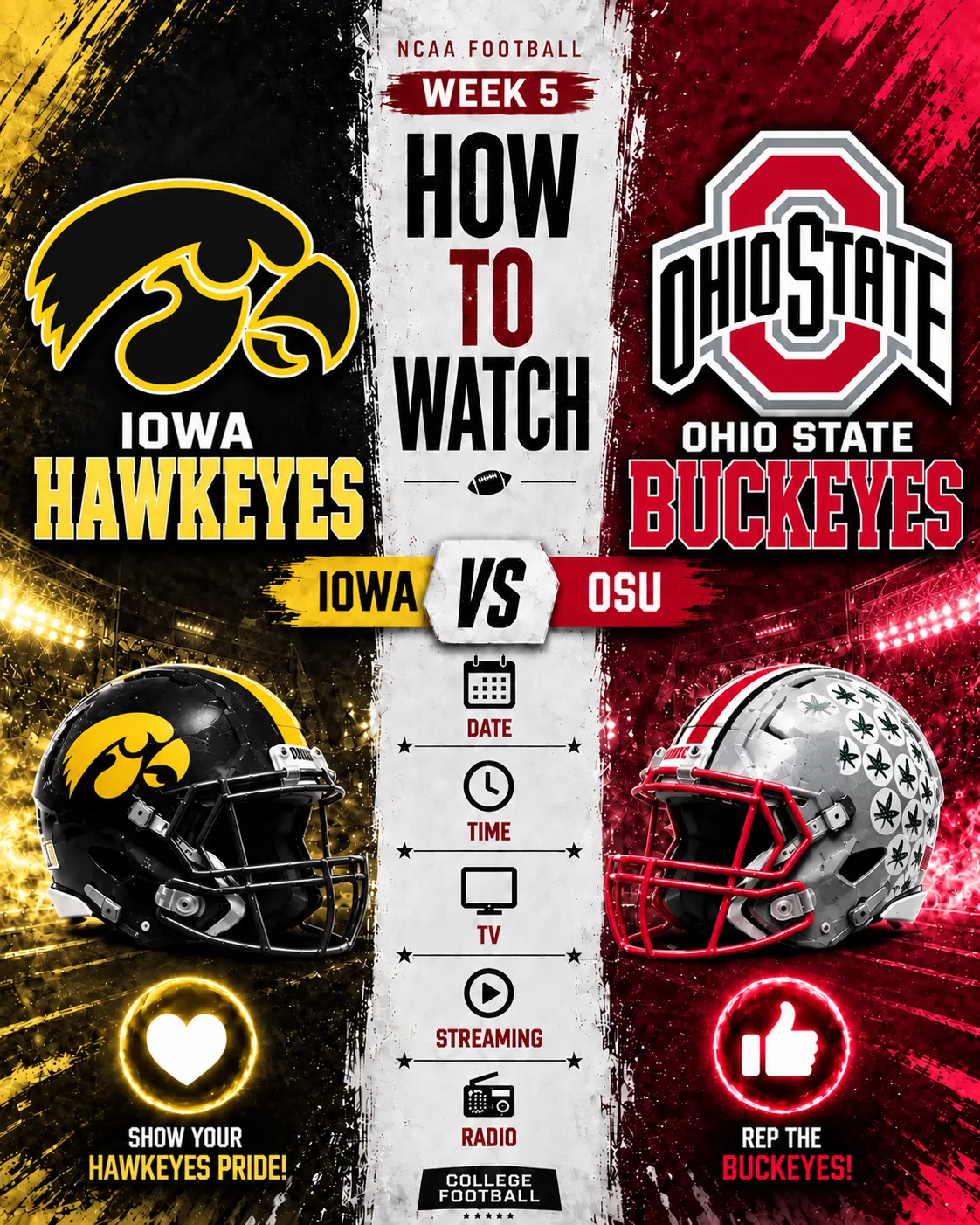 Cover Image for HOW TO WATCH: Iowa Hawkeyes vs. Ohio State Buckeyes — Game Time, TV Channel, Streaming Info, and Everything You Need to Know