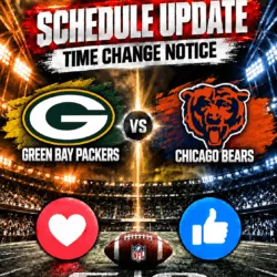 🚨 SCHEDULE UPDATE: CHICAGO BEARS VS. GREEN BAY PACKERS RIVALRY SHOWDOWN - GAME TIME MOVE