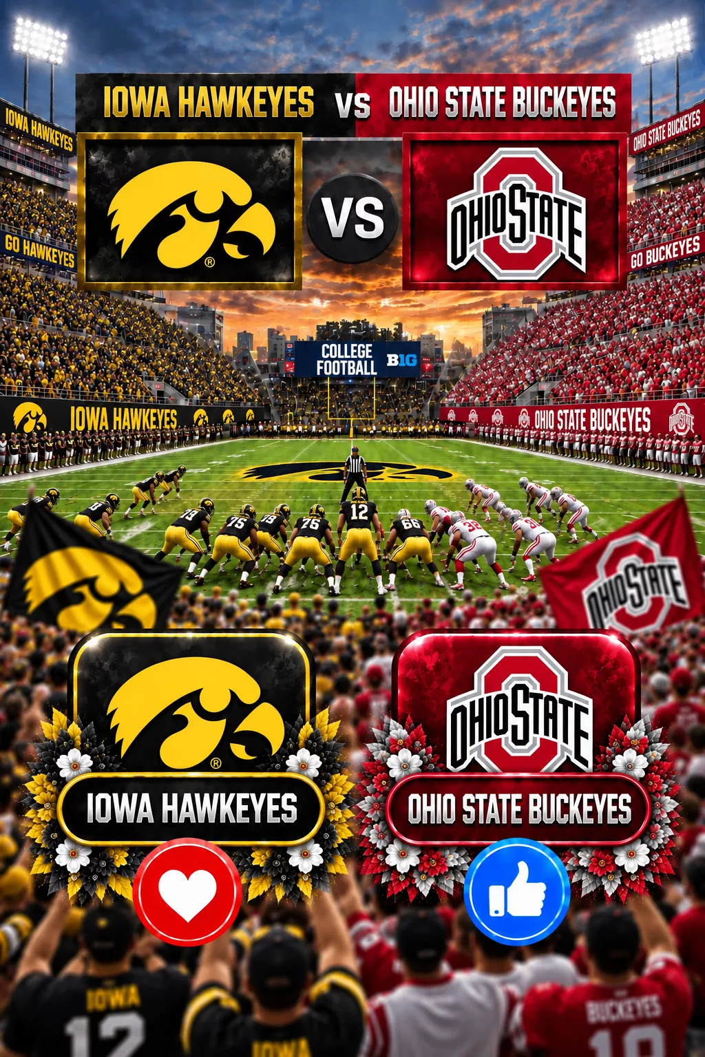 Cover Image for PRIME-TIME SHOWDOWN: Big Ten Network has just announced a major last-minute change to its broadcast schedule, and fans of both the Iowa Hawkeyes and Ohio State Buckeyes should pay close attention.