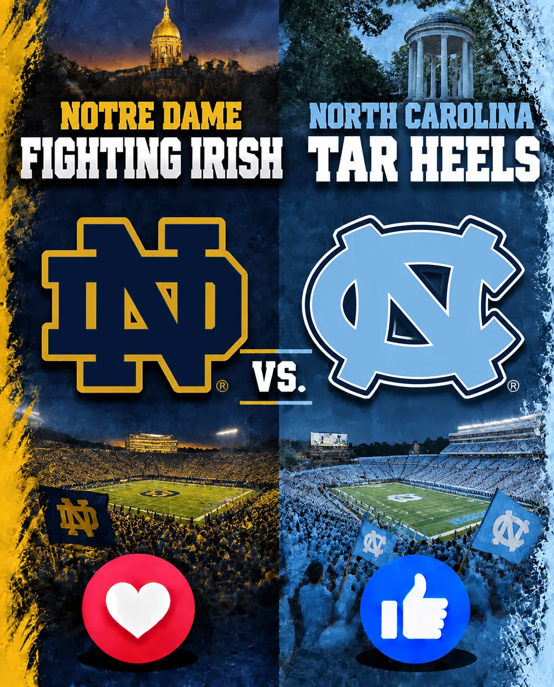 Cover Image for GAME TIME MOVED: Notre Dame Fighting Irish vs. North Carolina Tar Heels Rescheduled — Important Info Below