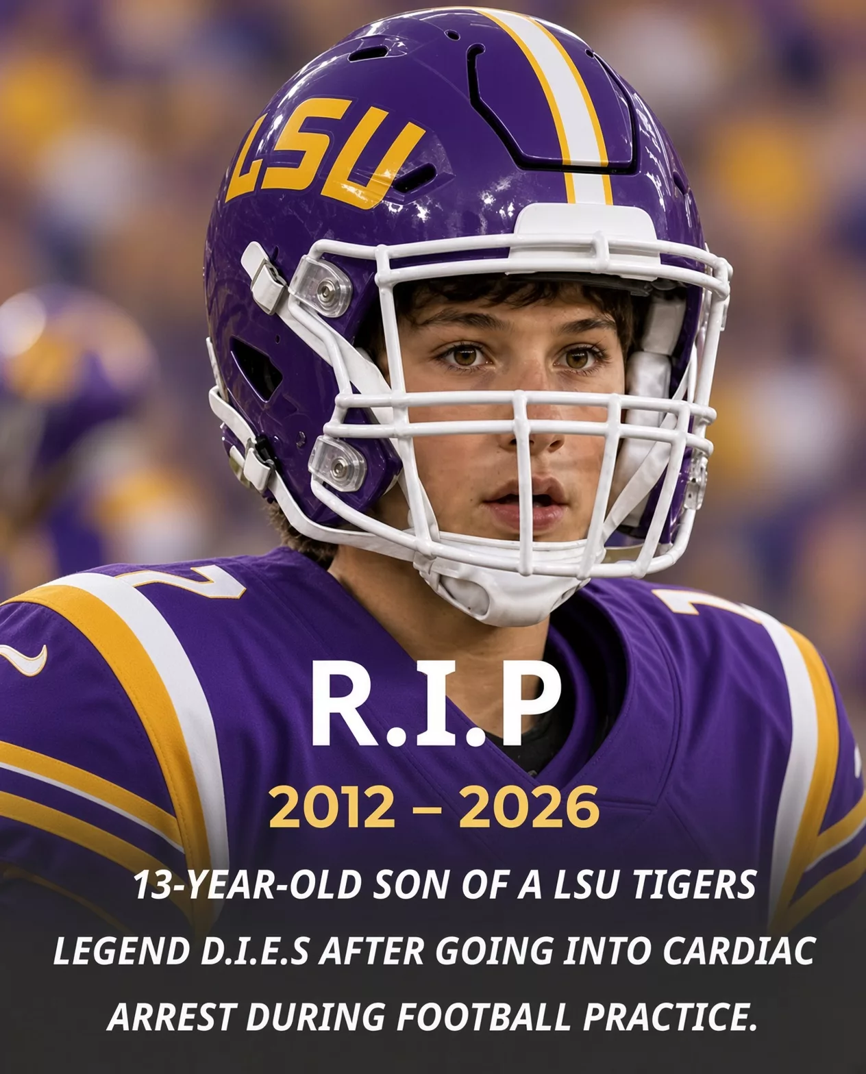 Cover Image for 💔 SAD NEWS: LSU Tigers Community Faces Heartbreaking Tragedy as 13-Year-Old Son of Former Football Legend Dies After Cardiac Arrest During Practice