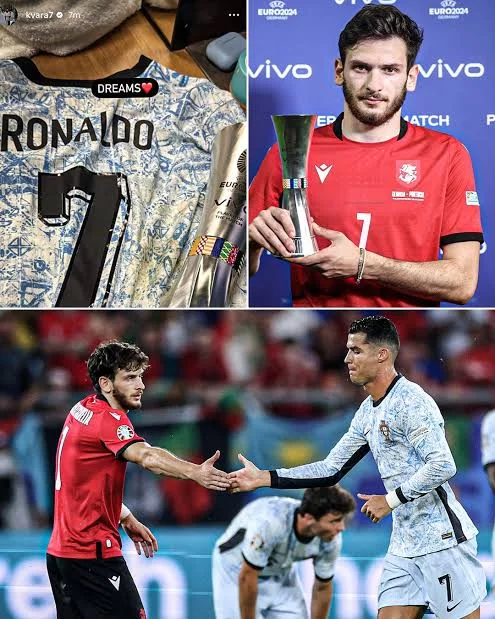 Cover Image for 💔 LE MESSAGE DE CRISTIANO RONALDO QUI POURRAIT REDONNER ESPOIR À KHVICHA KVARATSKHELIA !  Quelques heures après l’annonce de la grave blessure de Kvaratskhelia, victime d’une rupture du ligament croisé antérieur du genou droit selon le PSG, une voix inattendue s’est fait entendre : celle de son idole, Cristiano Ronaldo. 🫂  Touché par cette épreuve, CR7 aurait adressé au Géorgien des mots de soutien particulièrement émouvants. Pour Kvara, qui venait de confier sa douleur et son incompréhension, ce message prend une dimension toute particulière. Alors que le chemin du retour s’annonce difficile, une question demeure : cette épreuve deviendra-t-elle le tournant qui rendra son retour encore plus spectaculaire ? 🔥