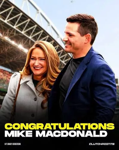 Mike Macdonald, Seattle Seahawks' head coach, wanted his wife Stephanie by  his side. ⬇️ He wanted her to have the spotlight too 😌 ~ @emmawaatkins  #mikemacdonald #stephaniemacdonald #seahawks #gohawks💙💚 #seahawksnation
