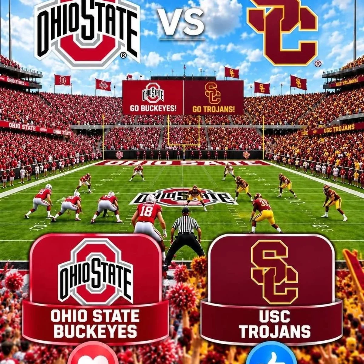 Cover Image for 🚨 OFFICIAL BROADCAST UPDATE: Ohio State Buckeyes vs. USC Trojans — College Football Giants Prepare for a Blockbuster Big Ten Showdown! 🏈🔥