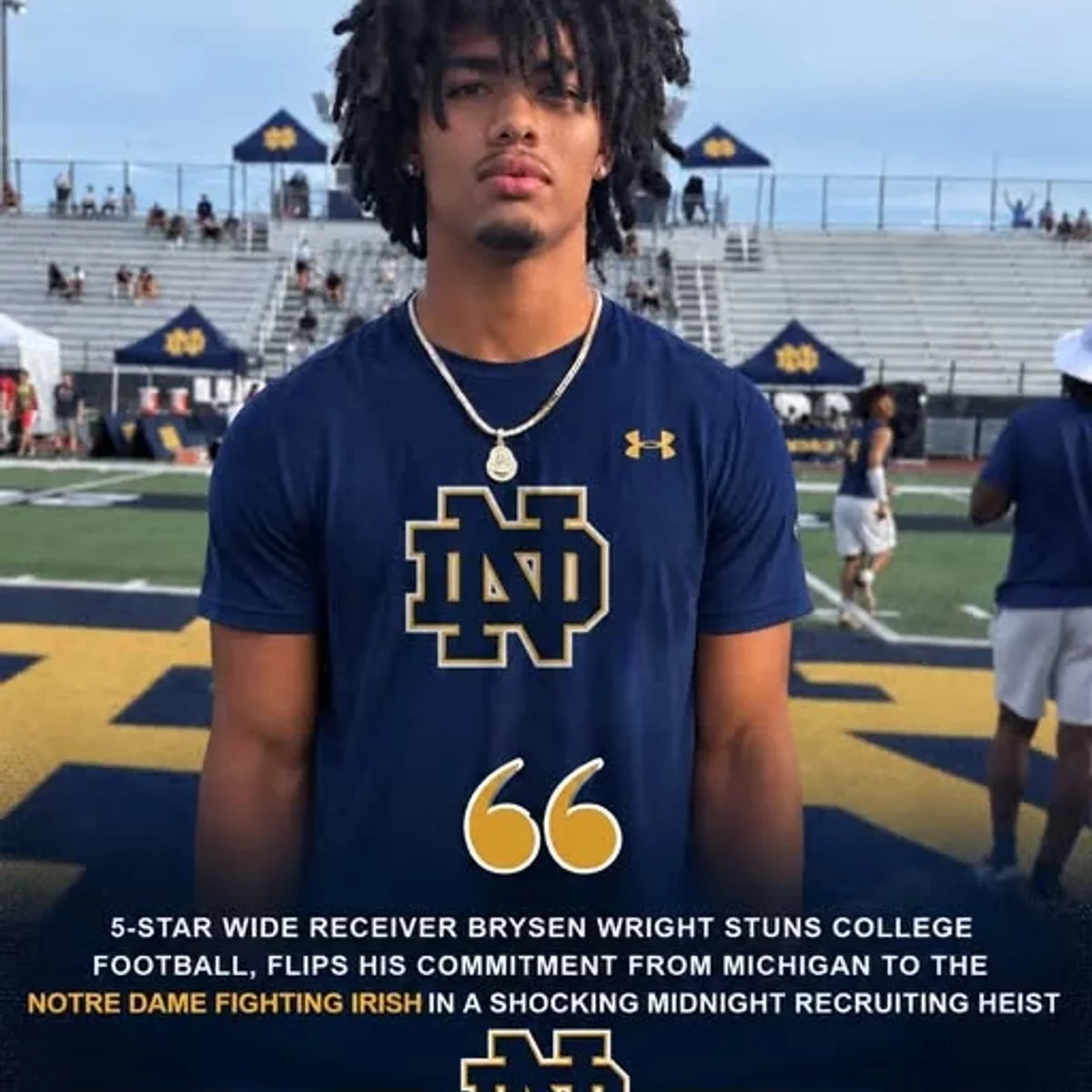 Cover Image for 🚨🏈 THE ULTIMATE RECRUITING BETRAYAL? 5-STAR WR BRYSEN WRIGHT, MICHIGAN AND NOTRE DAME — A SHOCKING MIDNIGHT FLIP SCENARIO THAT COULD ROCK COLLEGE FOOTBALL! 😱🔥