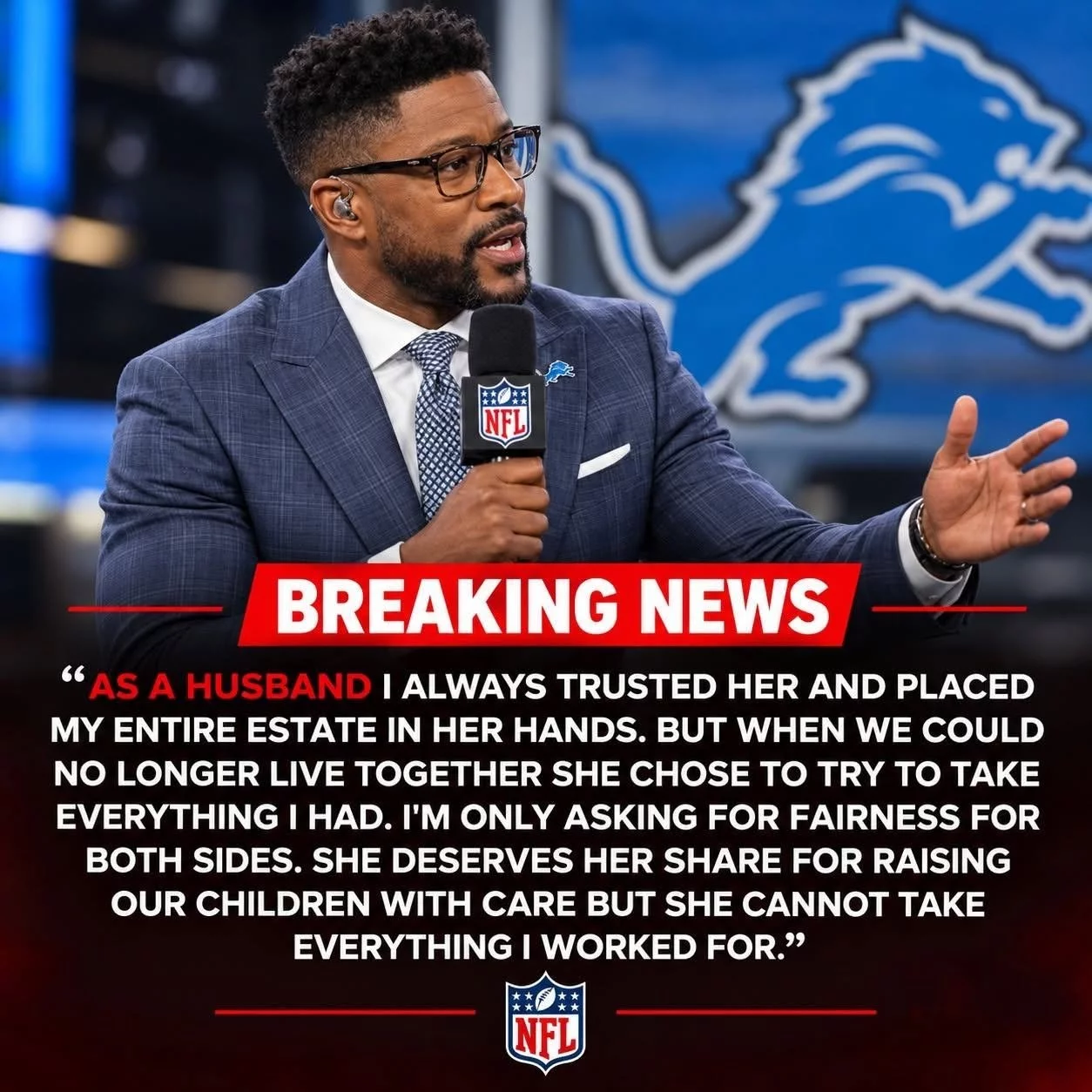 Cover Image for Detroit Lions Legend Wins $30 Million Divorce Court Battle After Wife Attempted to Seize Majority of Assets