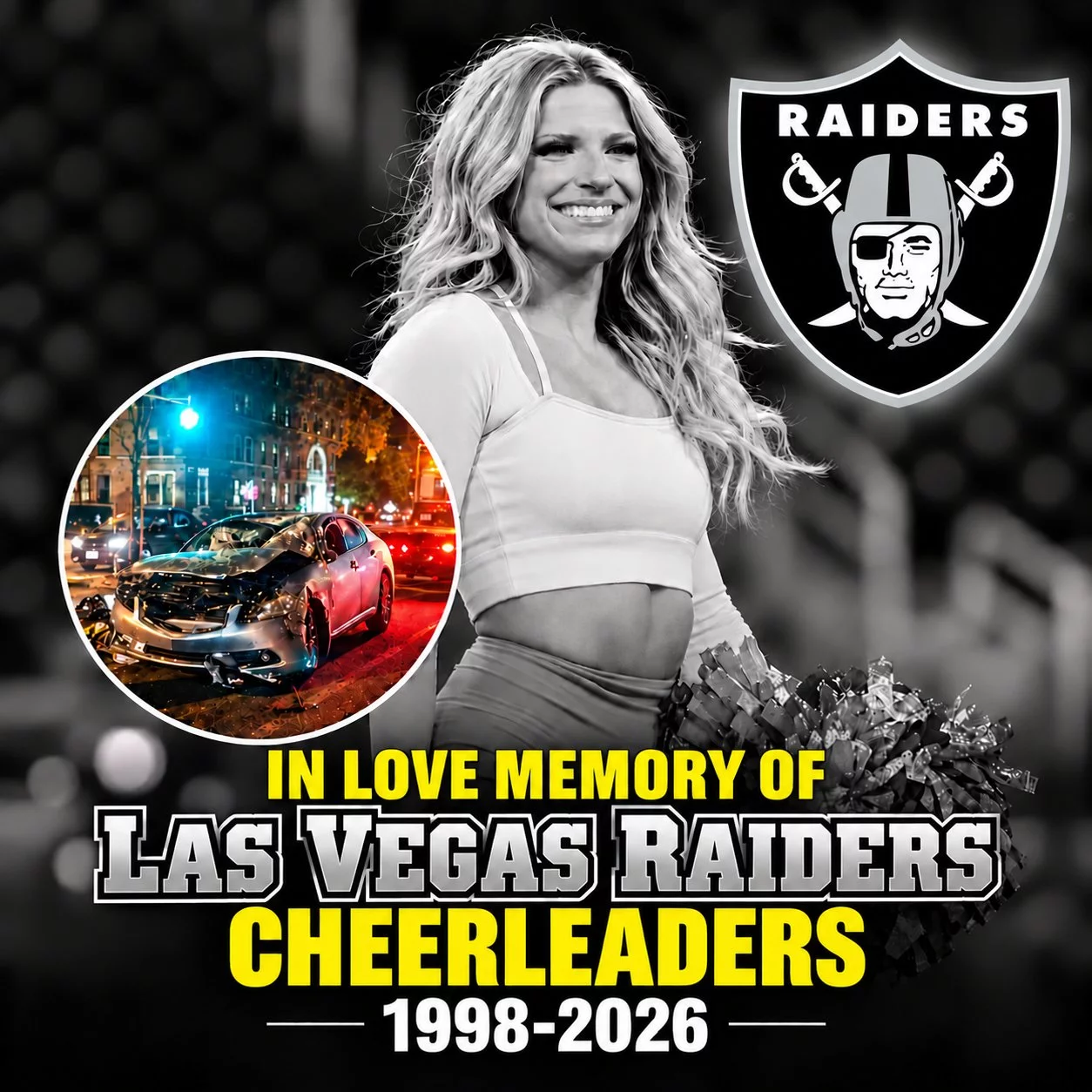 Cover Image for SAD NEWS: Rookie Las Vegas Raiders Cheerleader Involved in Horrific Accident After Heartbreaking Loss — Her Condition Leaves the Football Community Heartbroken
