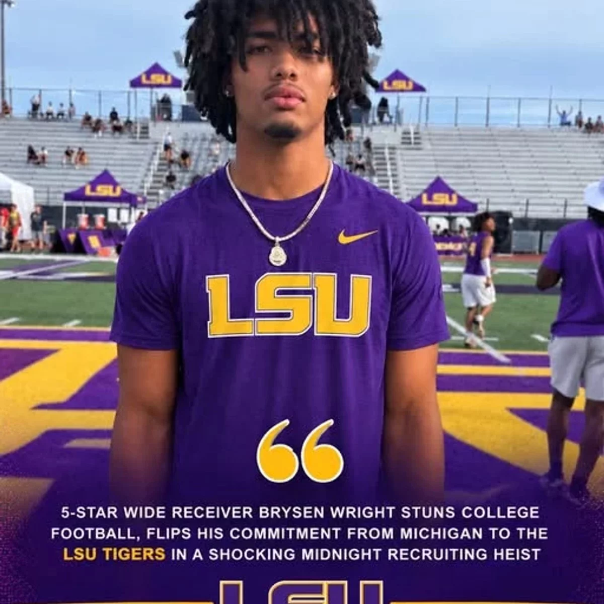 Cover Image for 🚨🏈 THE ULTIMATE RECRUITING BETRAYAL? 5-STAR WR BRYSEN WRIGHT, MICHIGAN AND LSU — A SHOCKING MIDNIGHT FLIP SCENARIO THAT COULD ROCK COLLEGE FOOTBALL! 😱🔥
