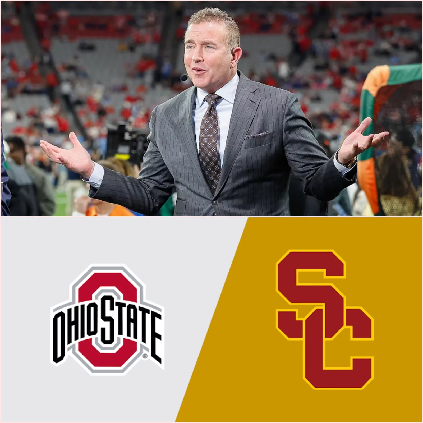 Cover Image for 🚨 Kirk Herbstreit offered a bold analysis and a surprising score prediction ahead of the highly anticipated OHIO STATE BUCKEYES vs. USC TROJANS showdown… 🏈🔥