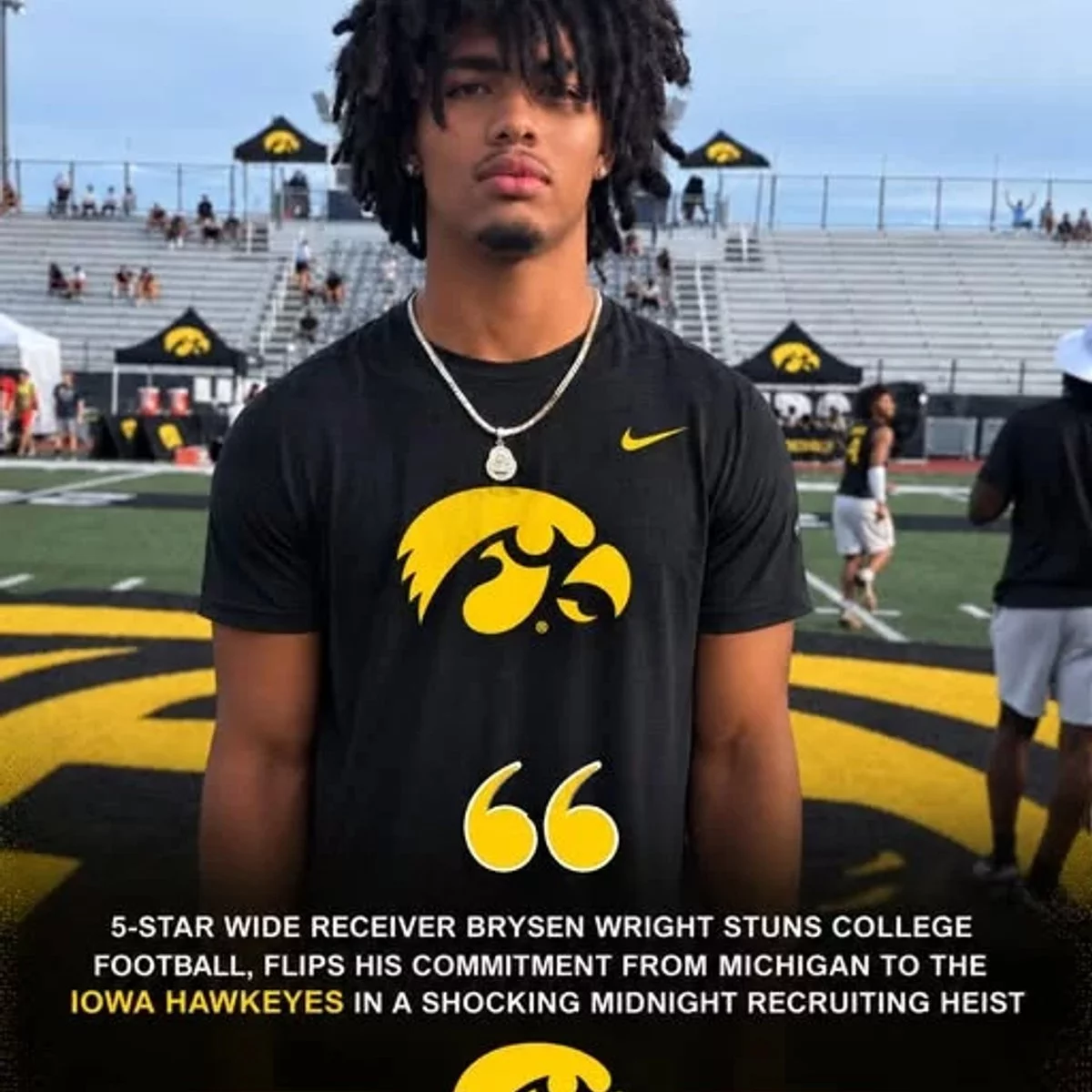Cover Image for 🚨🏈 THE ULTIMATE RECRUITING BETRAYAL? 5-STAR WR BRYSEN WRIGHT, MICHIGAN AND IOWA — A SHOCKING MIDNIGHT FLIP SCENARIO THAT COULD ROCK COLLEGE FOOTBALL! 😱🔥