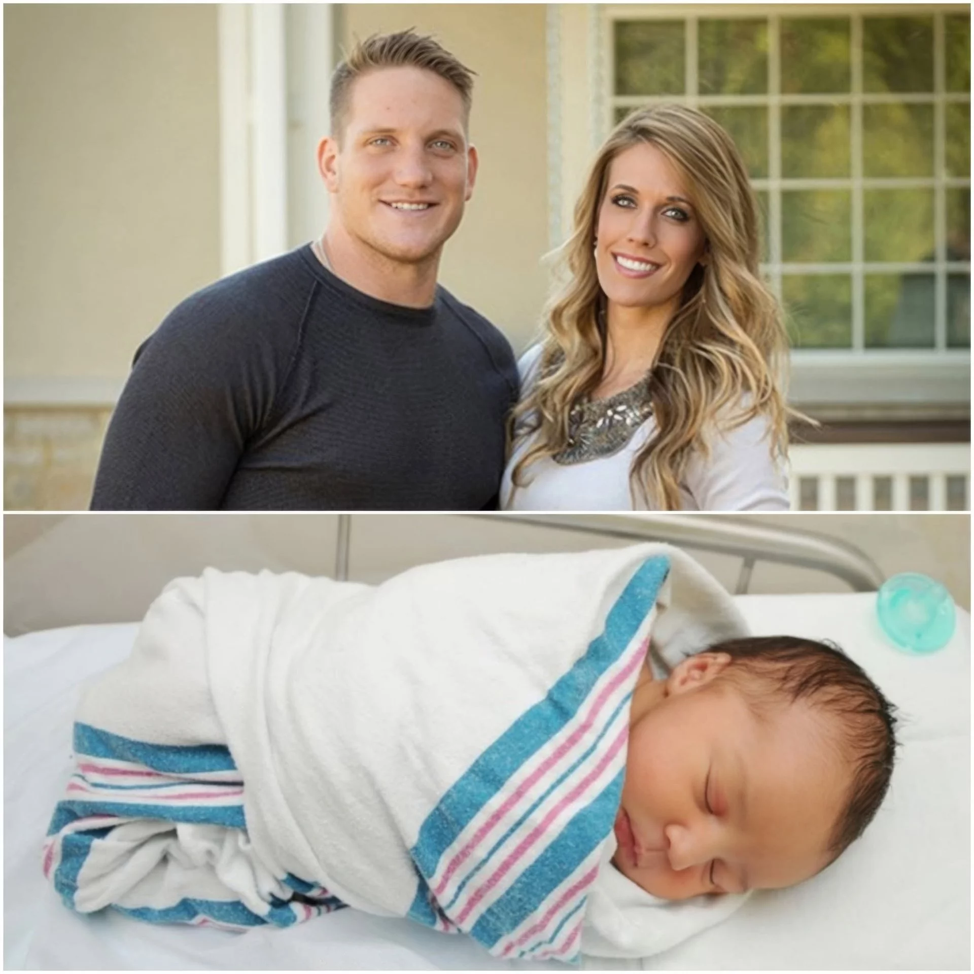 Cover Image for A Champion’s Heart Grows: Ohio State Legend A.J. Hawk and Wife Laura Stun Buckeye Nation With Emotional Arrival