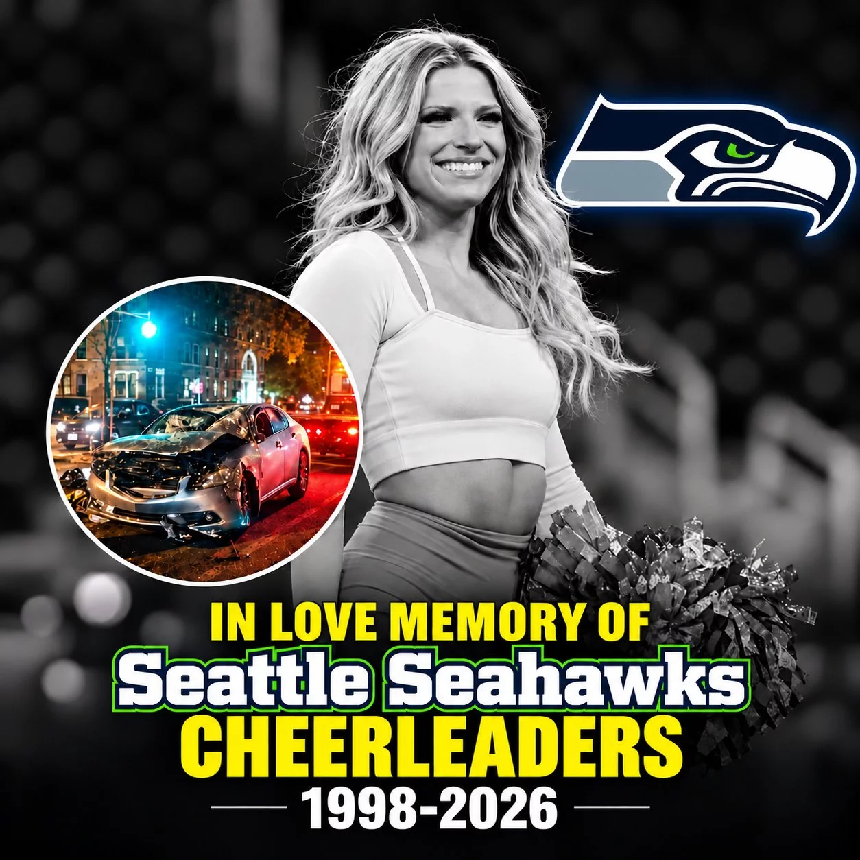 Cover Image for SAD NEWS: Seattle Seahawks Rookie Cheerleader Involved in Horrific Accident After Heartbreaking Loss — Her Condition Leaves the Football Community in Shock