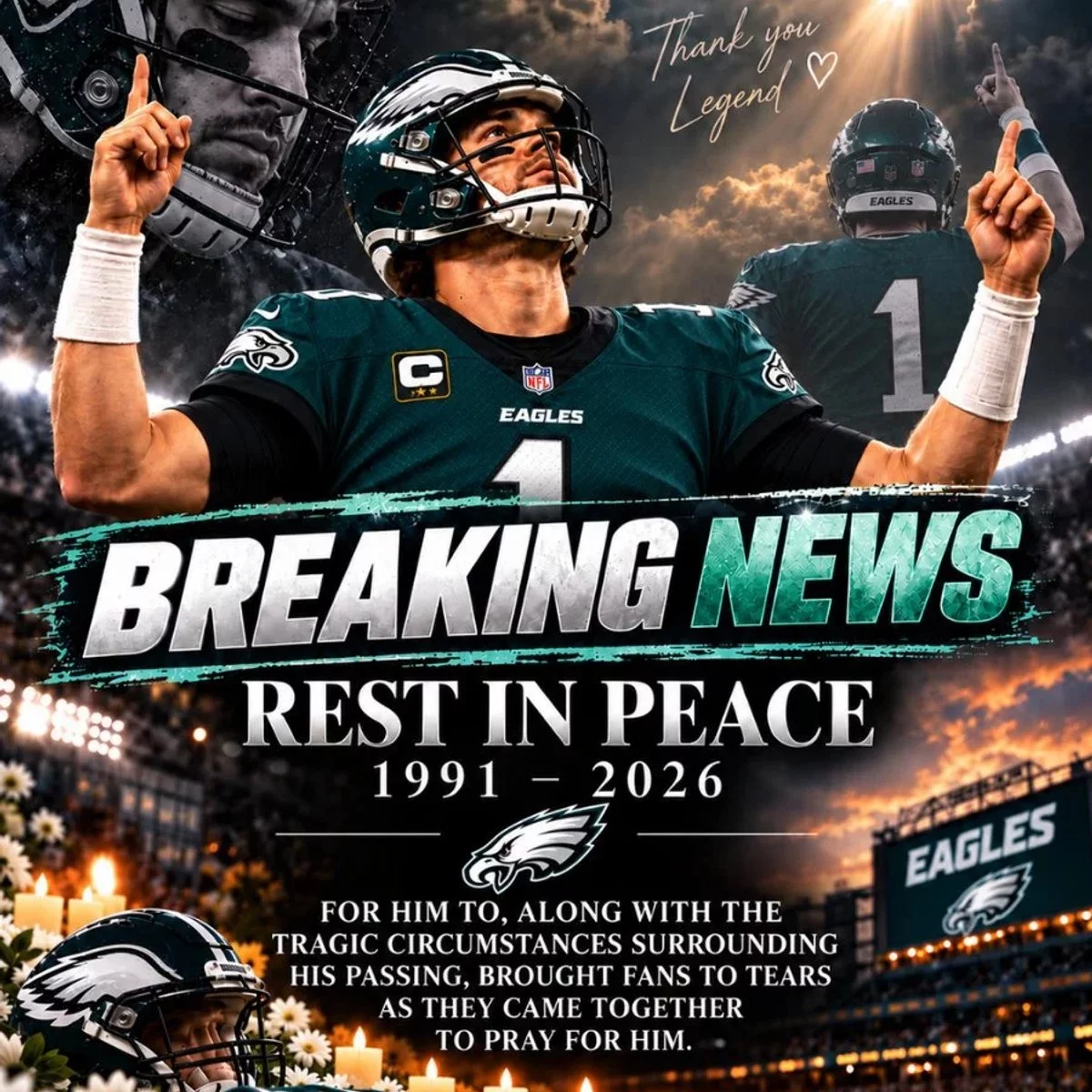 Cover Image for SAD NEWS: Tragedy in Eagles Nation: Former Philadelphia Eagles Player Tragically Lost at 35 After Heroic Act to Break Up Bar Fight