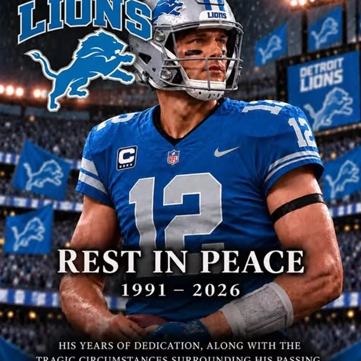 Cover Image for π SAD NEWS: Unverified Report Claims Former Detroit Lions Star Died at 35 After Bar Shooting, Leaving Behind a Young Family