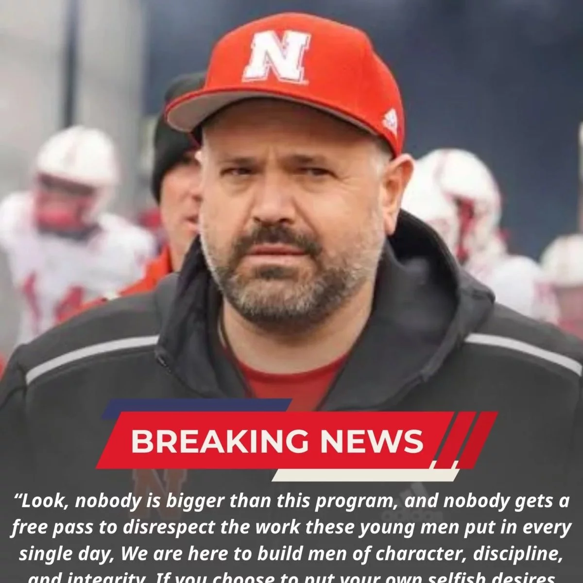 Cover Image for SHOCKWAVE IN LINCOLN: Matt Rhule Suspends Three Nebraska Cornhuskers Players After Alleged Nightclub Scandal During Week 8 Preparations — “Not Under My Watch!”