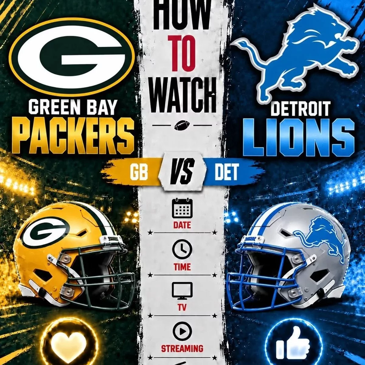 Cover Image for How to Watch Green Bay Packers vs. Detroit Lions: Time, TV Channel, Streaming Info, and Everything You Need to Know