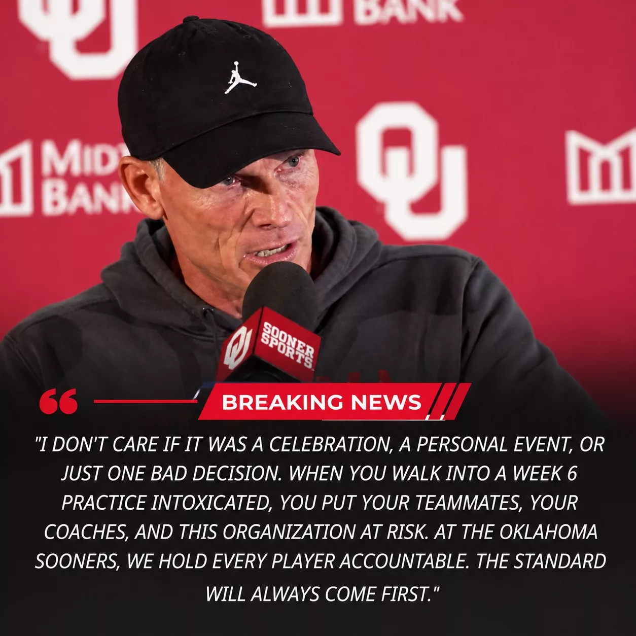 Cover Image for 🚨 BREAKING: Oklahoma Sooners FIRE Rookie After He Reportedly Arrived Intoxicated During Week 6 Practice Preparation