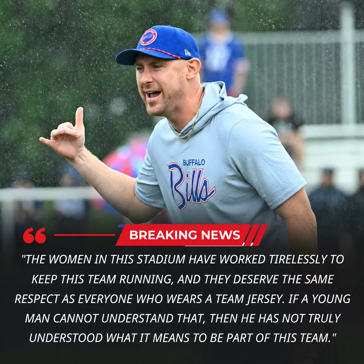 Cover Image for 🚨 BREAKING: Buffalo Bills Release Rookie After Disrespectful Incident Involving an Elderly Female Stadium Staff Member — Coach Sends Powerful Message About “Respect Culture” in Buffalo.