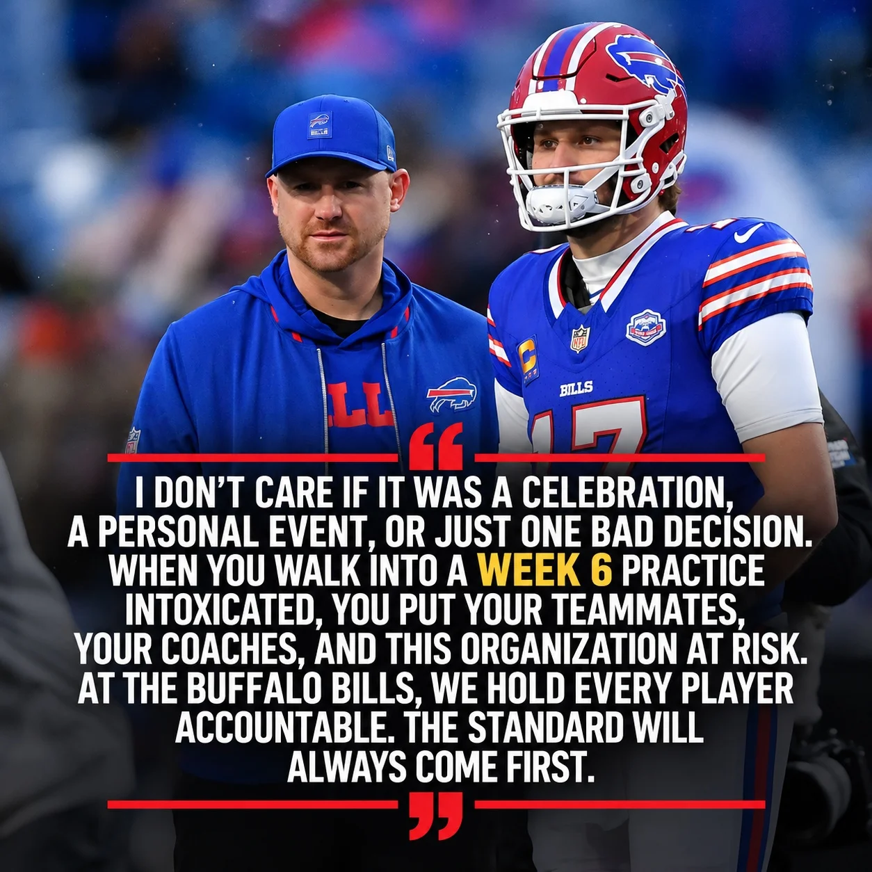 Cover Image for BREAKING: Bills DISMISS Rookie After He Reportedly Arrived Intoxicated During Week 6 Practice Preparation