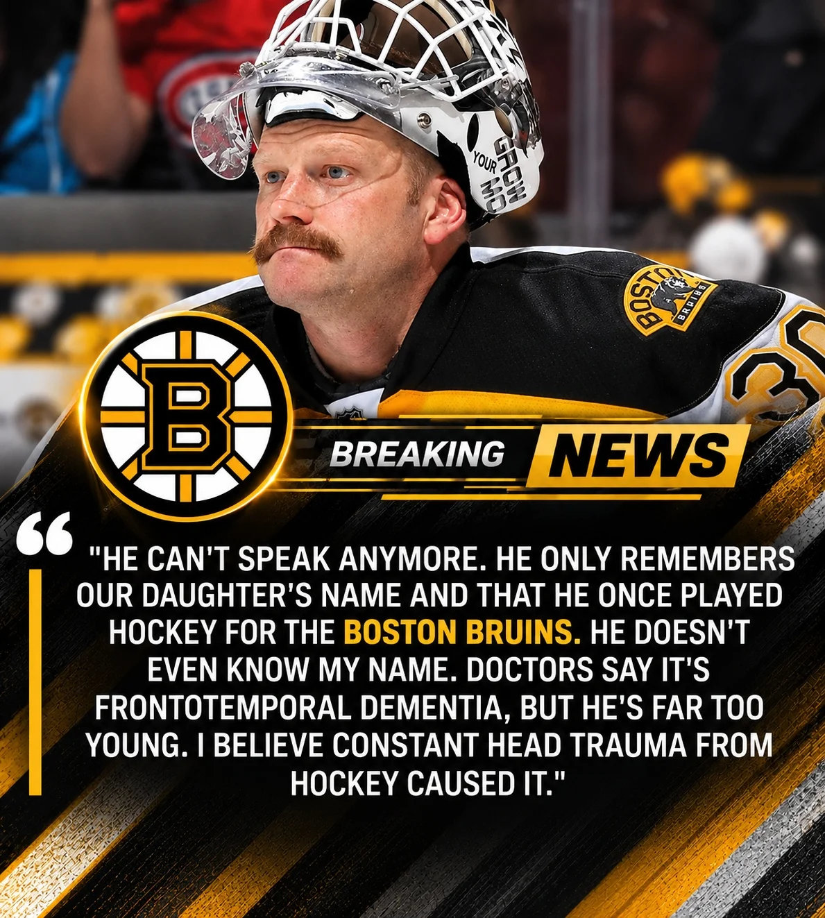 Cover Image for SAD NEWS: Boston Honors a 6-Time NHL All-Star and Stanley Cup Champion as the Beloved Former Bruins Goaltender’s Legacy Highlights the Lasting Physical Toll of an Extraordinary Hockey Career