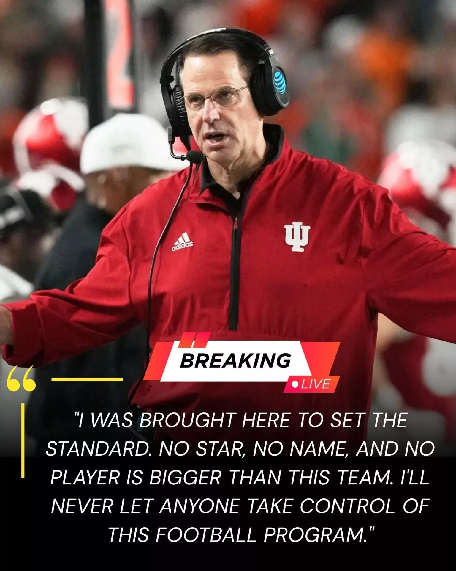 Cover Image for 🚨 BREAKING NEWS: Indiana Hoosiers head coach Curt Cignetti publicly calls out a star player for abuse of power!