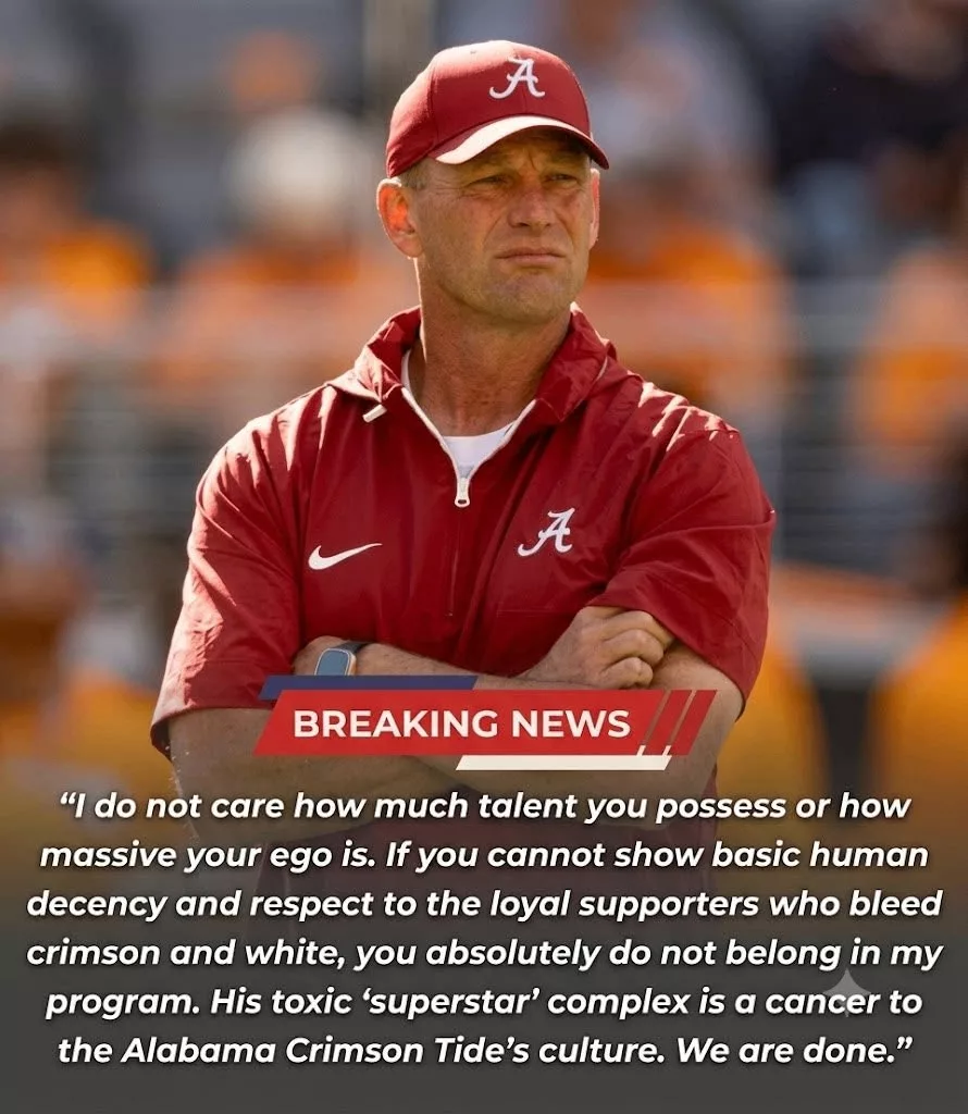 Cover Image for 🚨 BREAKING NEWS: The Alabama Crimson Tide have permanently dismissed a star player, effective immediately, following an appalling incident outside their football stadium in which the athlete allegedly ignored an 82-year-old lifelong Crimson Tide supporter and refused to take a photo.