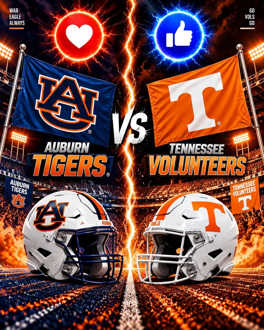 Cover Image for 🚨 MATCH REORDERED: No. 17 Tennessee Volunteers vs. Auburn Tigers College Football Game Rescheduled — Important Information Below