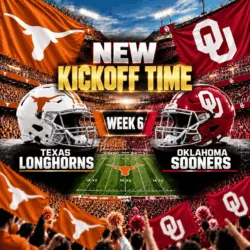 🚨 SCHEDULE UPDATE: Texas Longhorns vs. Oklahoma Sooners — TIME CHANGE NOTICE