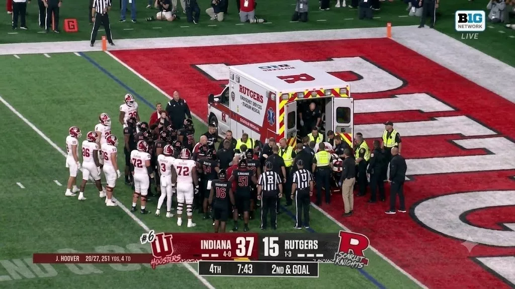 Cover Image for 🚨 Terrifying Scene at SHI Stadium: Ambulance Rushes Onto the Field During Indiana vs. Rutgers Game [VIDEO].