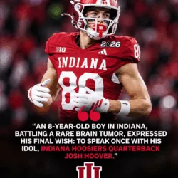 HEARTBREAKING: An 8-year-old boy in Bloomington, Indiana, battling a malignant brain tumor, expressed his final wish: to speak once with his idol, Indiana Hoosiers star quarterback Josh Hoover. Upon hearing the news, Hoover not only called but also did something extraordinary, astonishing the entire hospital staff and the boy's family...