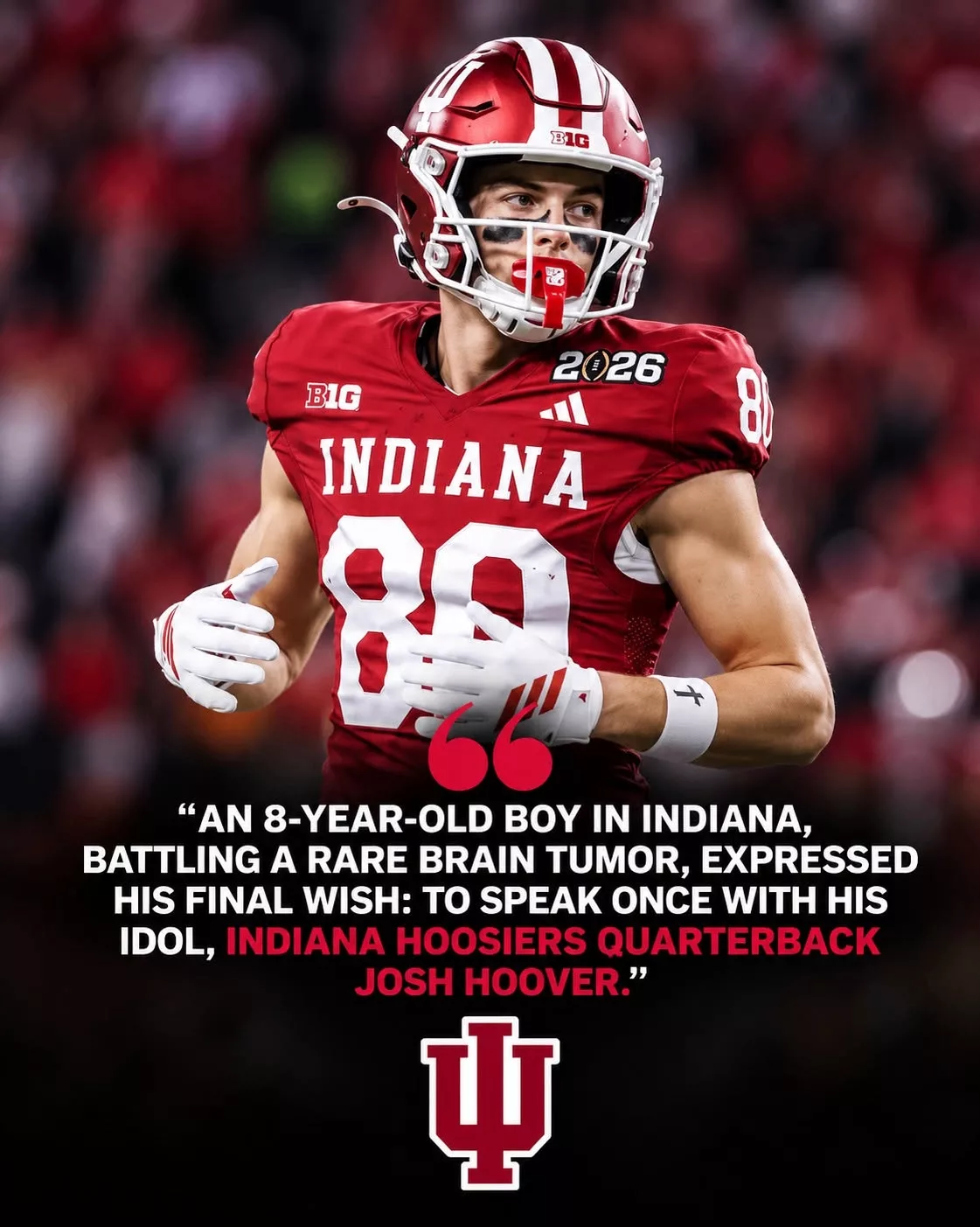 Cover Image for HEARTBREAKING: An 8-year-old boy in Bloomington, Indiana, battling a malignant brain tumor, expressed his final wish: to speak once with his idol, Indiana Hoosiers star quarterback Josh Hoover. Upon hearing the news, Hoover not only called but also did something extraordinary, astonishing the entire hospital staff and the boy’s family…