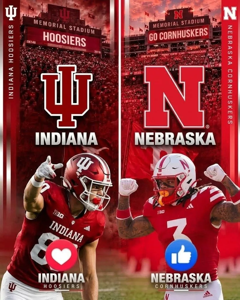 Cover Image for 🔥 “CANCEL YOUR SATURDAY PLANS!” — COLLEGE FOOTBALL SET FOR A MASSIVE SHOWDOWN: #7 INDIANA HOOSIERS VS. NEBRASKA CORNHUSKERS! 🔥 👇