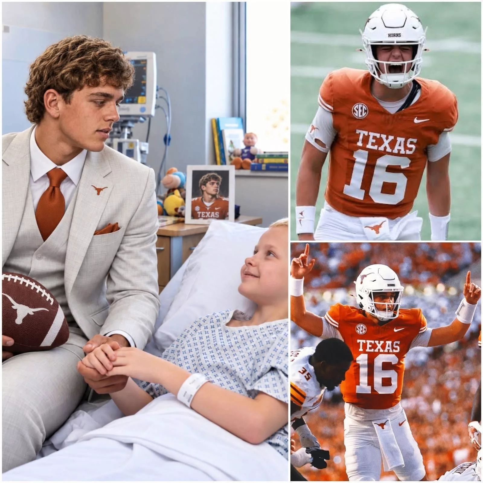 Cover Image for DEEPLY MOVING: An 8-year-old Texas Longhorns fan fighting a malignant brain tumor expressed his final wish: to speak just once with his idol, Texas quarterback Arch Manning. When Arch heard about it, he didn’t just stop at making a phone call — he did something truly extraordinary that completely amazed the entire hospital staff and the boy’s family…