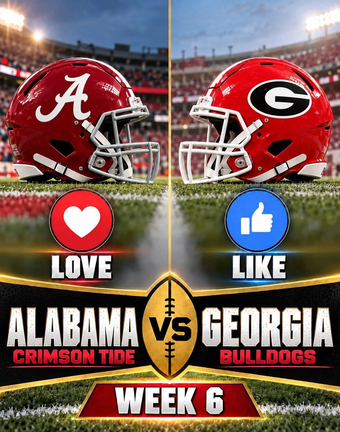 🚨 LATEST NEWS: MARK YOUR CALENDAR! — WEEK 6 — The Alabama Crimson Tide vs. Georgia Bulldogs matchup has officially been moved to Friday night!