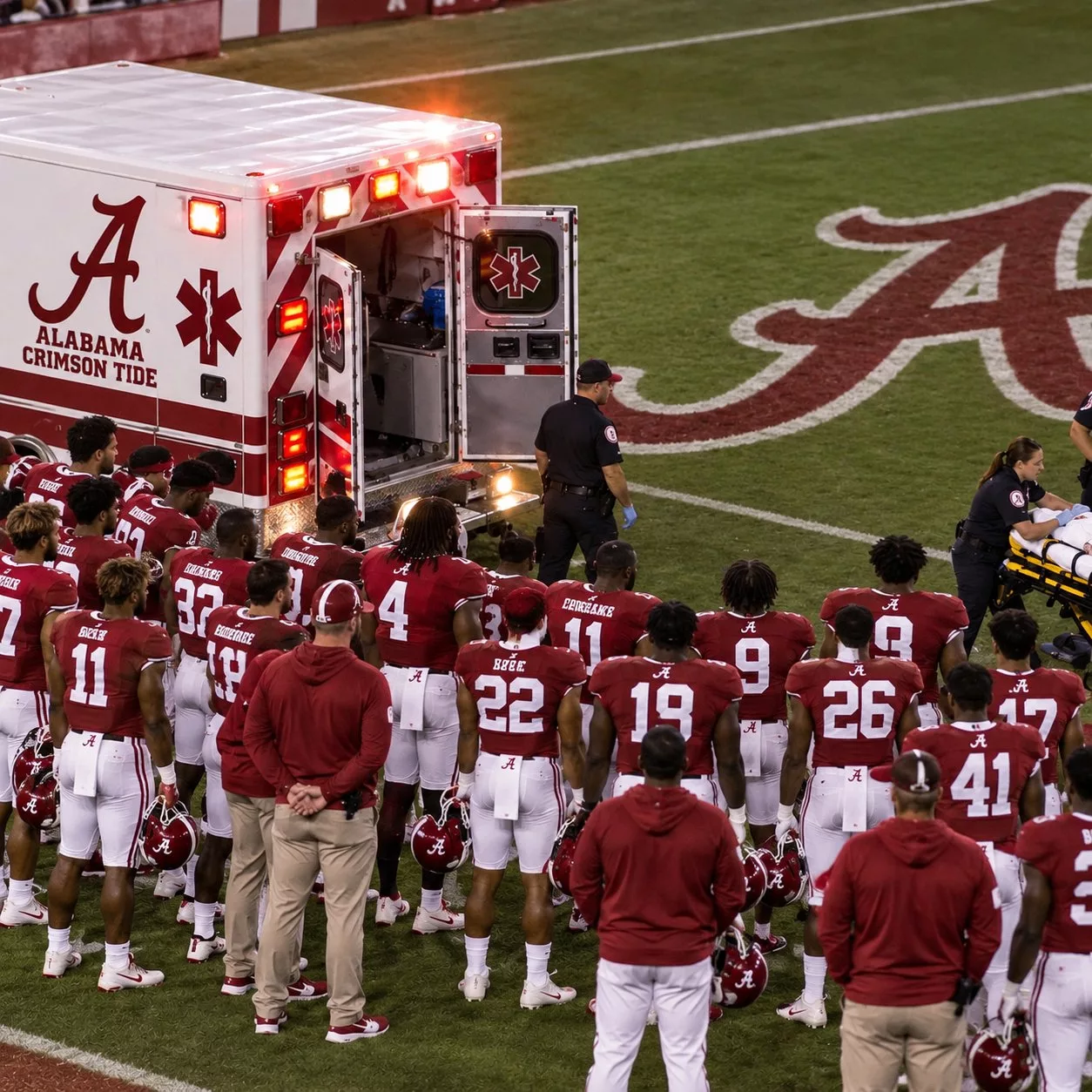 Cover Image for 🚨 SCARIEST FOOTBALL SCENE IN YEARS? Alabama Crimson Tide Game Comes to a Terrifying Halt as Medical Staff Rush Onto the Field After a Brutal Injury [VIDEO]