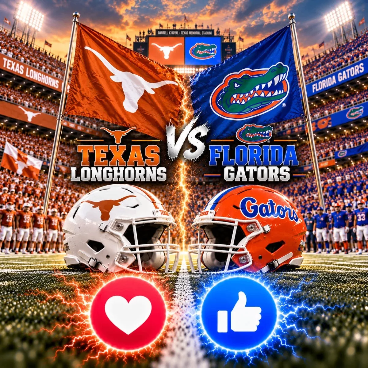 Cover Image for GAME DELAYED: College Football Game of the Texas Longhorns vs. Florida Gators Rescheduled — Important Information Below
